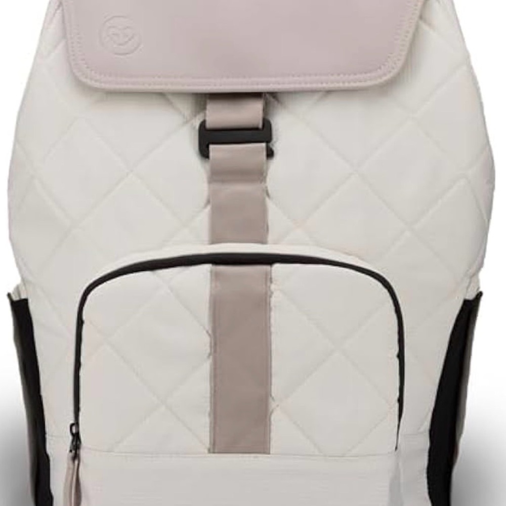 Chic Quilted White and Tan Baby Bag